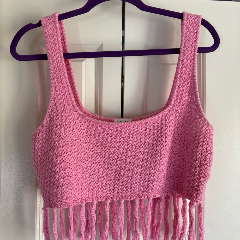 Le Lis Pink Crochet Crop Top